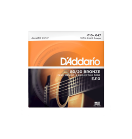 D'Addario D'Addario EJ10 80/20 Bronze Acoustic Guitar Strings, Extra Light, 10-47