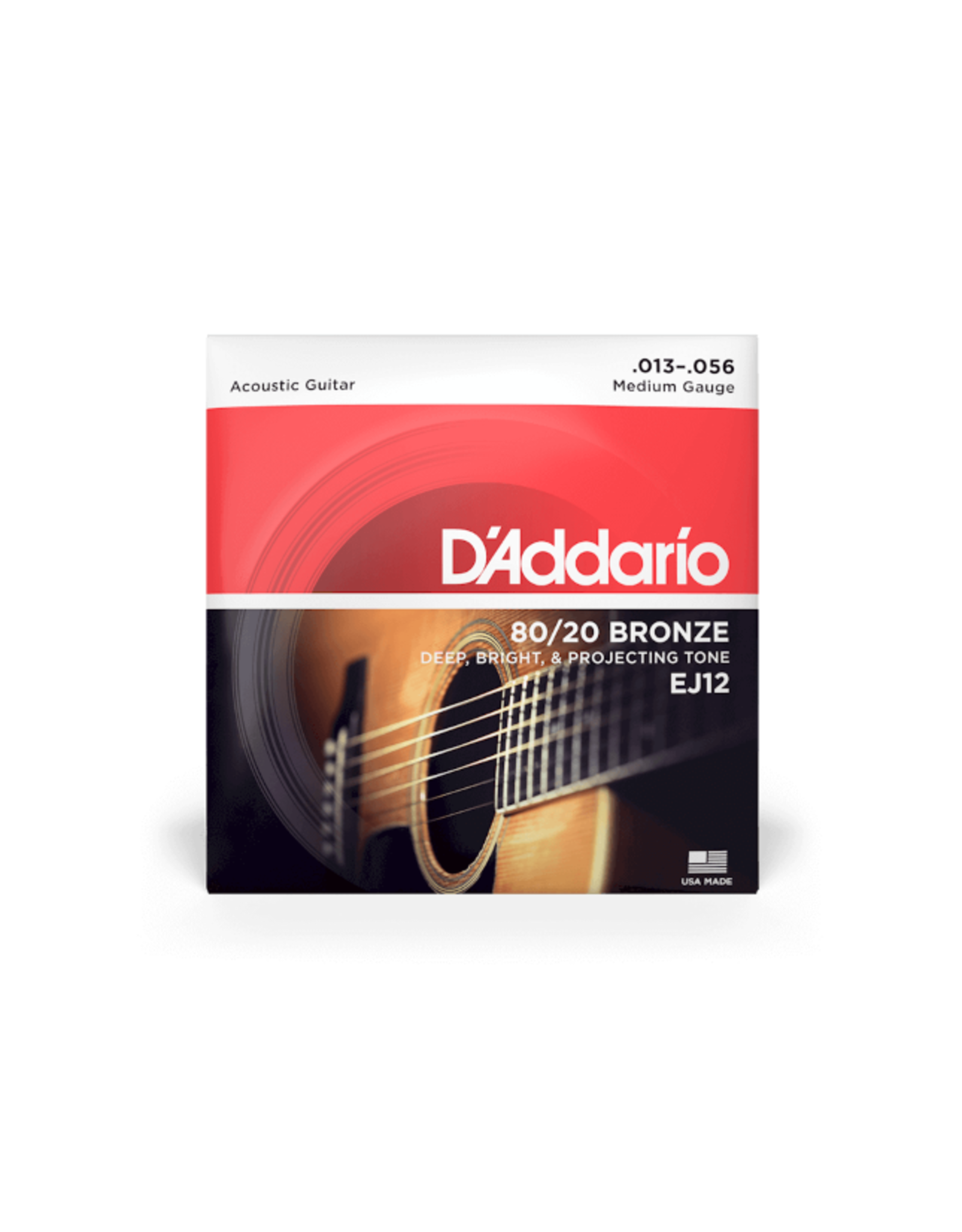 D'Addario D'Addario EJ12 80/20 Bronze Acoustic Guitar Strings, Medium, 13-56