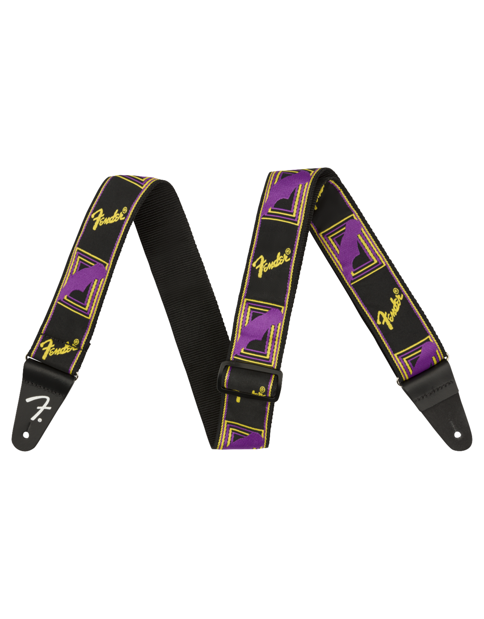 Fender Fender Neon Monogrammed Strap, Purple and Yellow, 2"