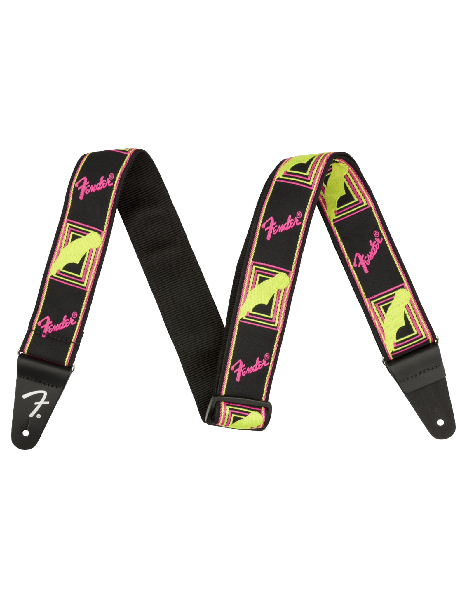 Fender Fender Neon Monogrammed Strap, Pink and Yellow, 2"