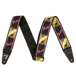 Fender Fender Neon Monogrammed Strap, Pink and Yellow, 2"
