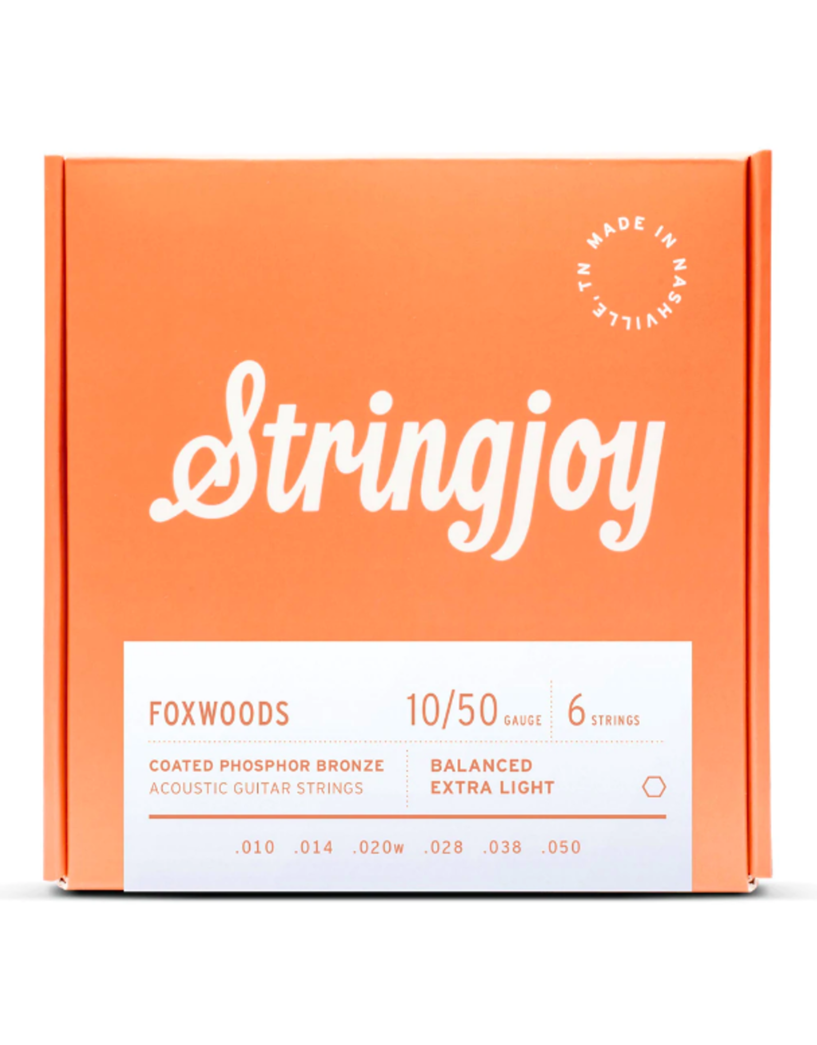 Stringjoy Stringjoy Foxwoods Extra Light Gauge (10-50) Coated Phosphor Bronze Acoustic Guitar Strings