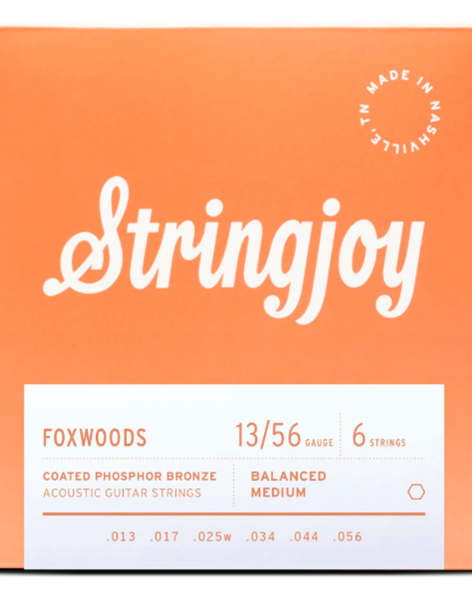 Stringjoy STRINGJOY Foxwoods Medium Gauge (13-56) Coated Phosphor Bronze Acoustic Guitar Strings