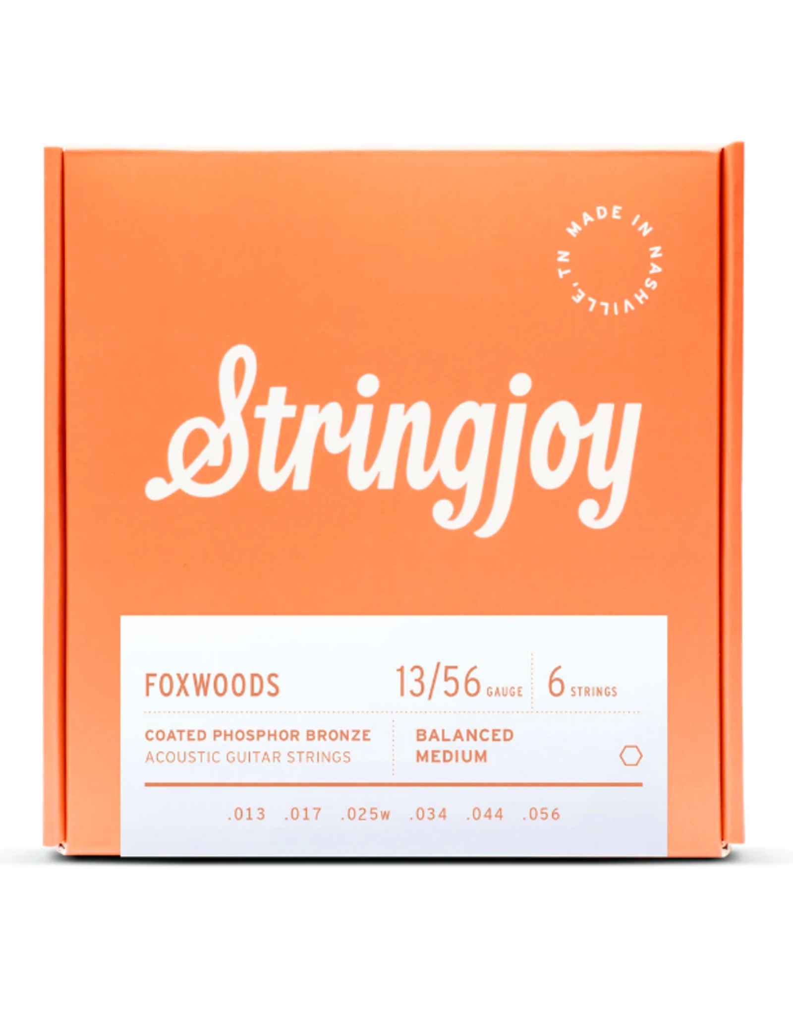 Stringjoy STRINGJOY Foxwoods Medium Gauge (13-56) Coated Phosphor Bronze Acoustic Guitar Strings