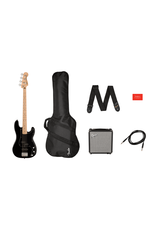 Squier Squier Affinity Series Precision Bass PJ Pack, Maple Fingerboard, Black, Gig Bag, Rumble 15 - 120V