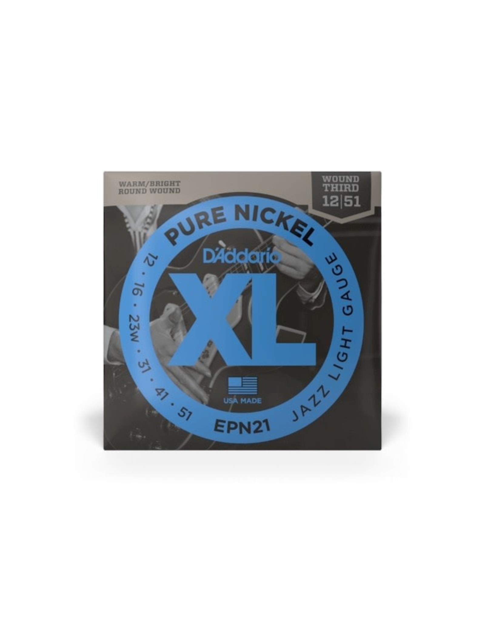 D'Addario D'Addario EPN21 12-51 Jazz Light, XL Pure Nickel Electric Guitar Strings