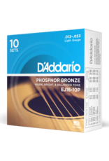 D'Addario D'Addario 12-53 Light, Phosphor Bronze Acoustic Guitar Strings 10-Pack