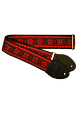 Souldier Souldier Poinsettia Red on Black, Vintage Fabric Guitar Strap