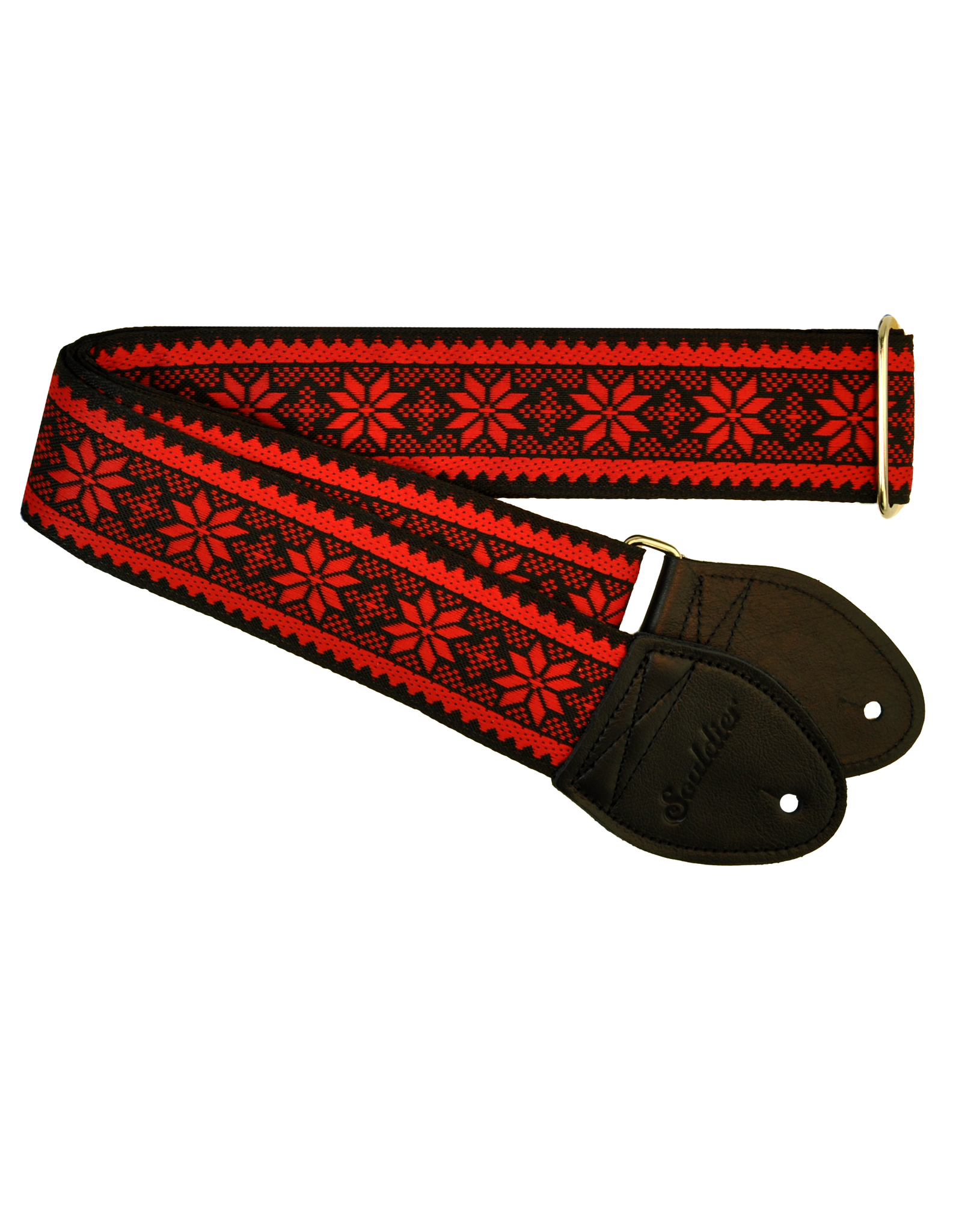 Souldier Souldier Poinsettia Red on Black, Vintage Fabric Guitar Strap