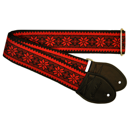 Souldier Souldier Poinsettia Red on Black, Vintage Fabric Guitar Strap