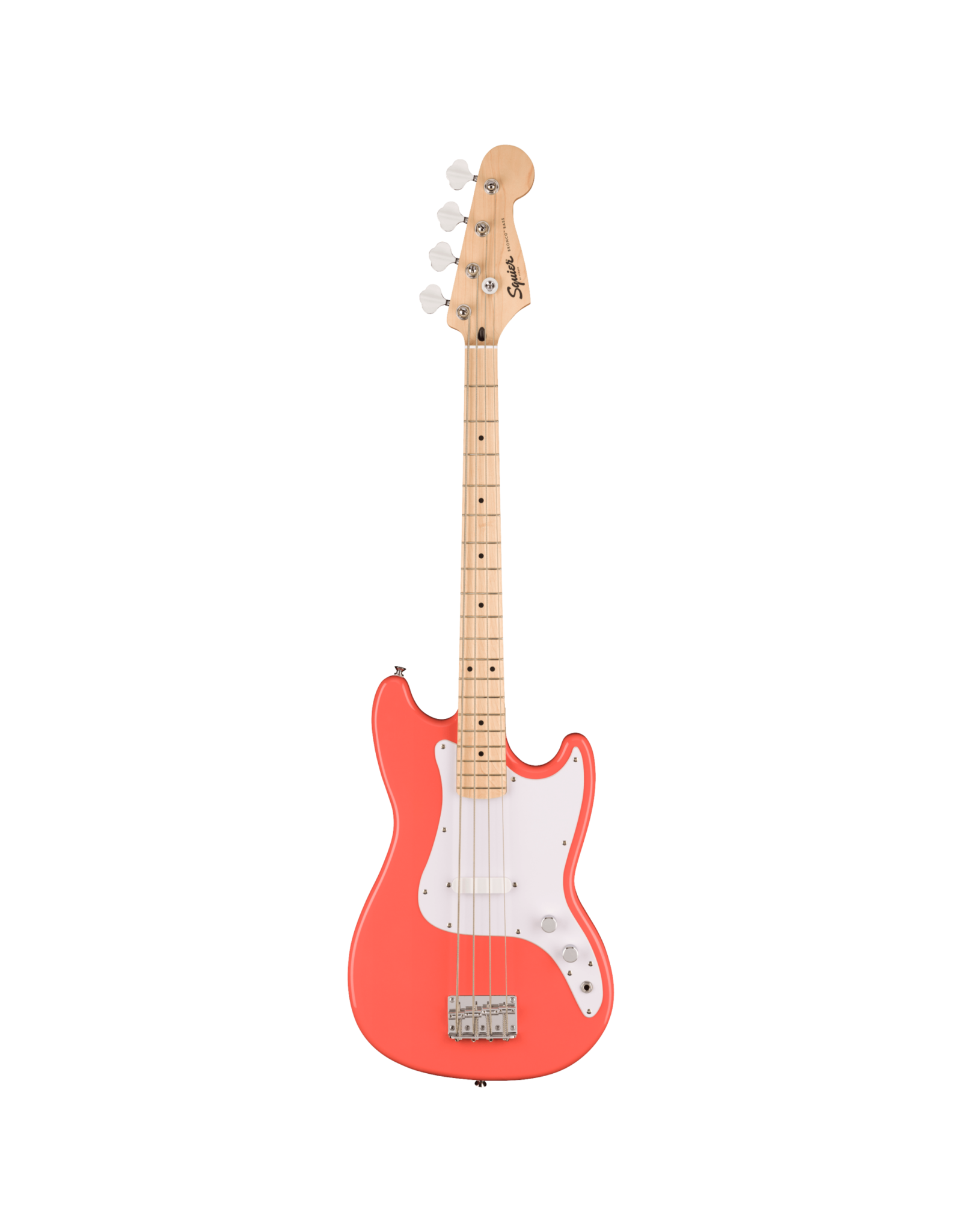 Squier Squier Sonic Bronco Bass, White Pickguard, Tahitian Coral