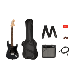 Squier Squier Affinity Series Stratocaster® HSS Pack, Laurel Fingerboard, Charcoal Frost Metallic, Gig Bag, 15G - 120V