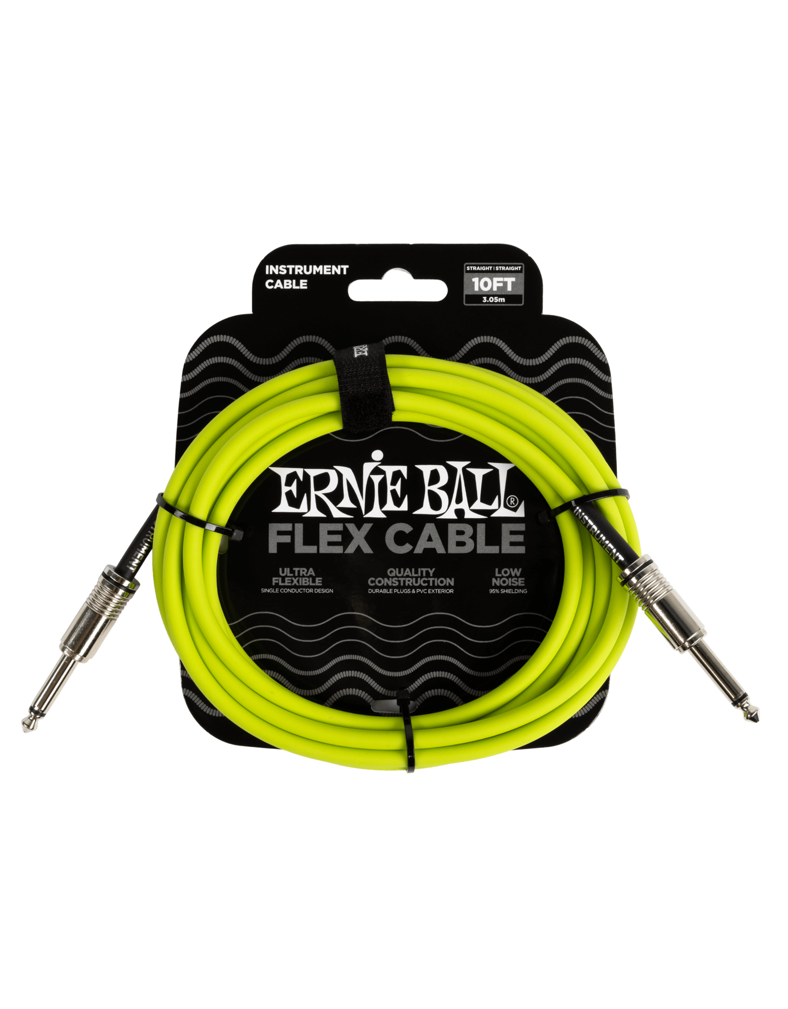 Ernie Ball Ernie Ball Flex Instrument Cable Straight to Straight 10', Green