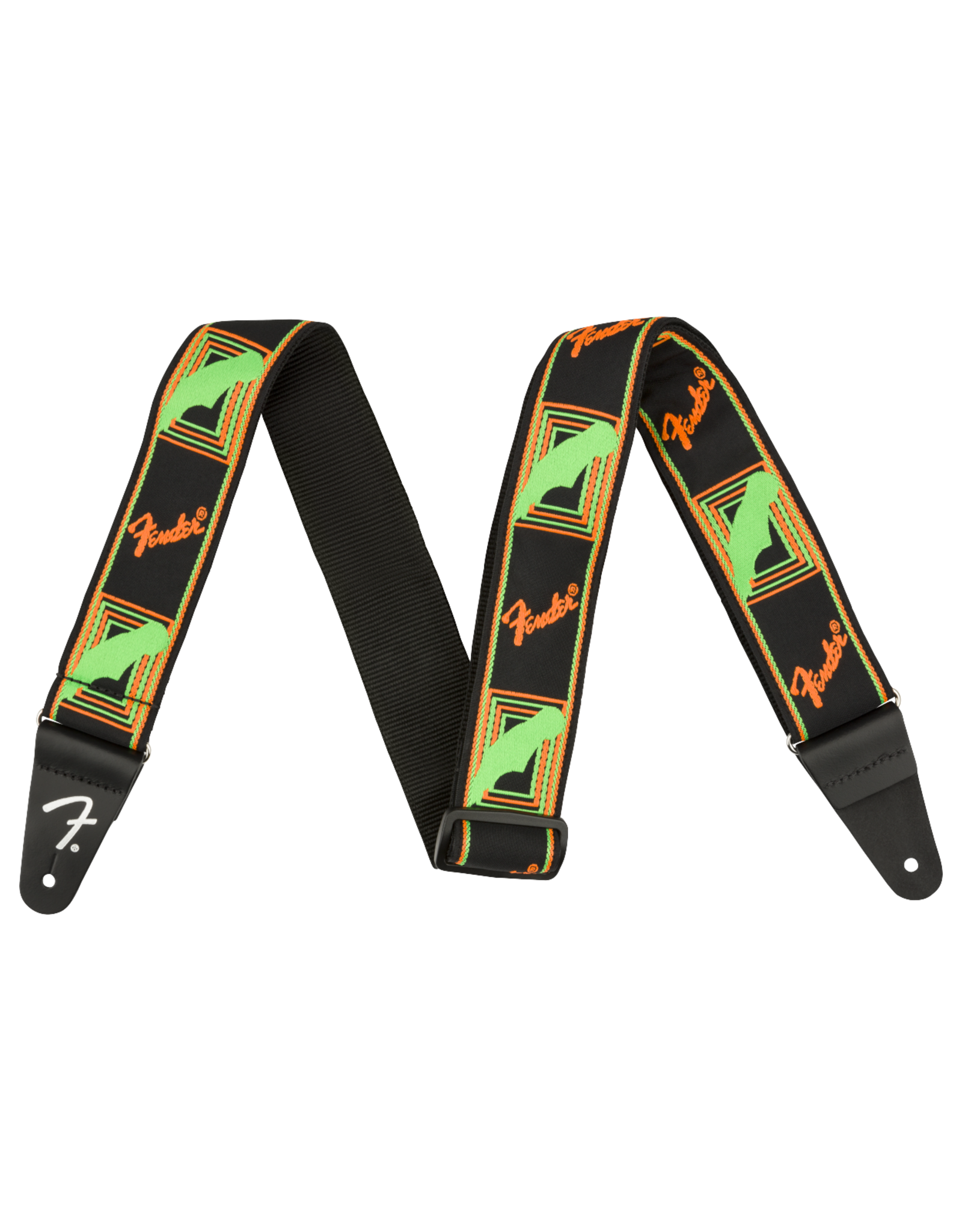 Fender Fender Neon Monogram Strap, Green and Orange, 2"