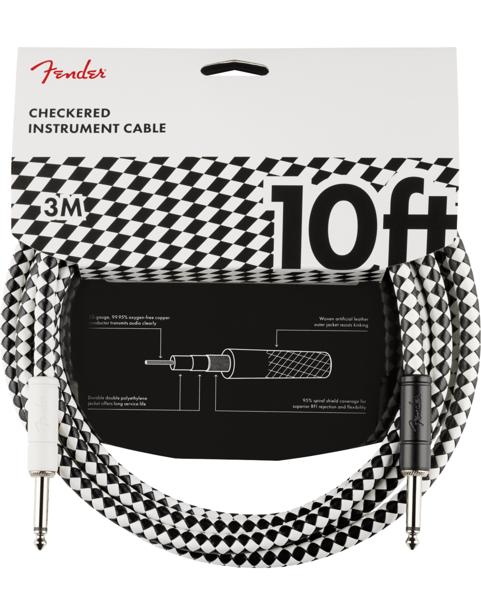 Fender Fender Pro 10' Instrument Cable, Checkerboard
