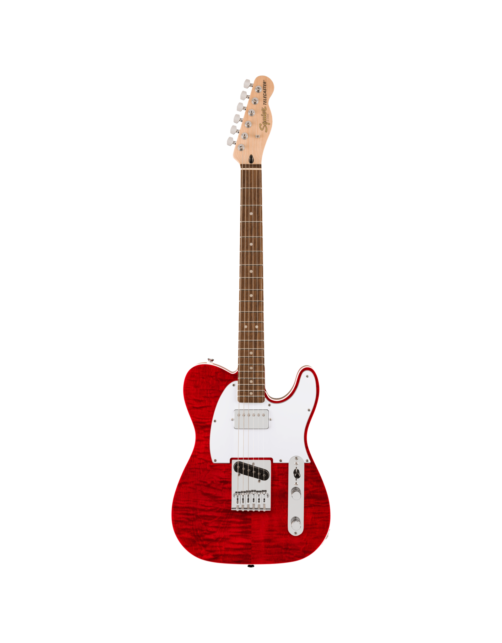 Squier Squier Affinity Series Telecaster Flame Maple Top SH, Crimson Red Transparent