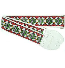 Souldier Souldier Stained Glass Red, Vintage Fabric Guitar Strap