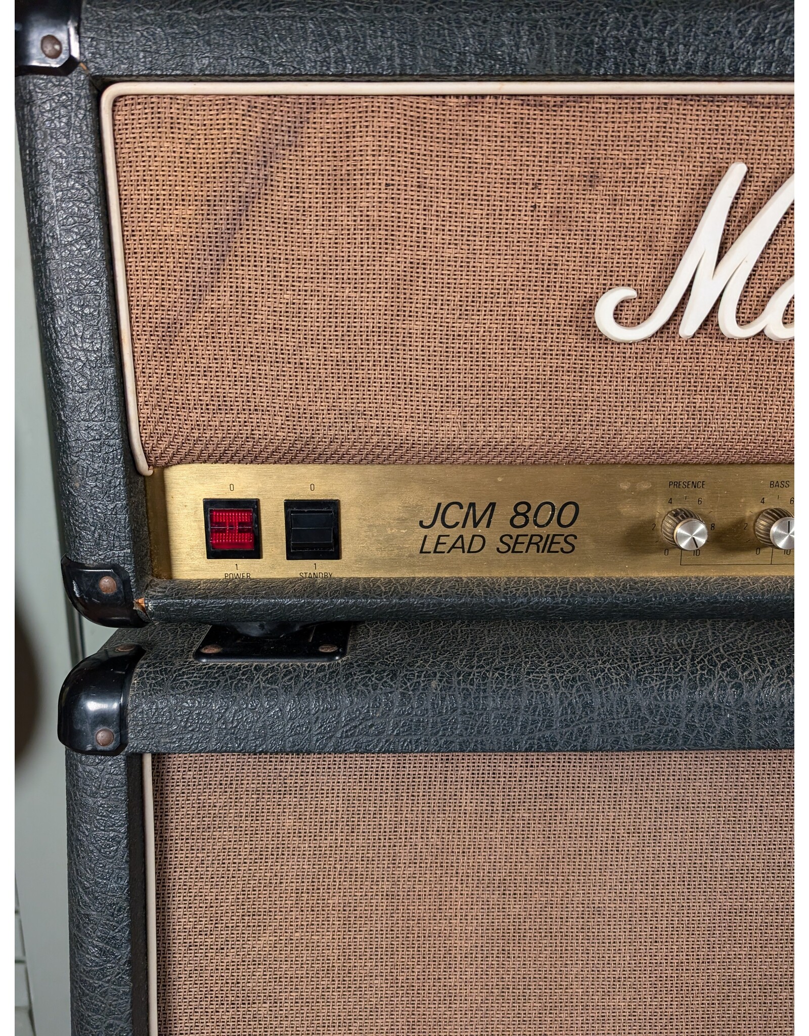 1985 Marshall 2204 JCM800 Lead 50W with 1960A JCM800 4x12 Cabinet and Powerbrake Attenuator Model PB100, Used