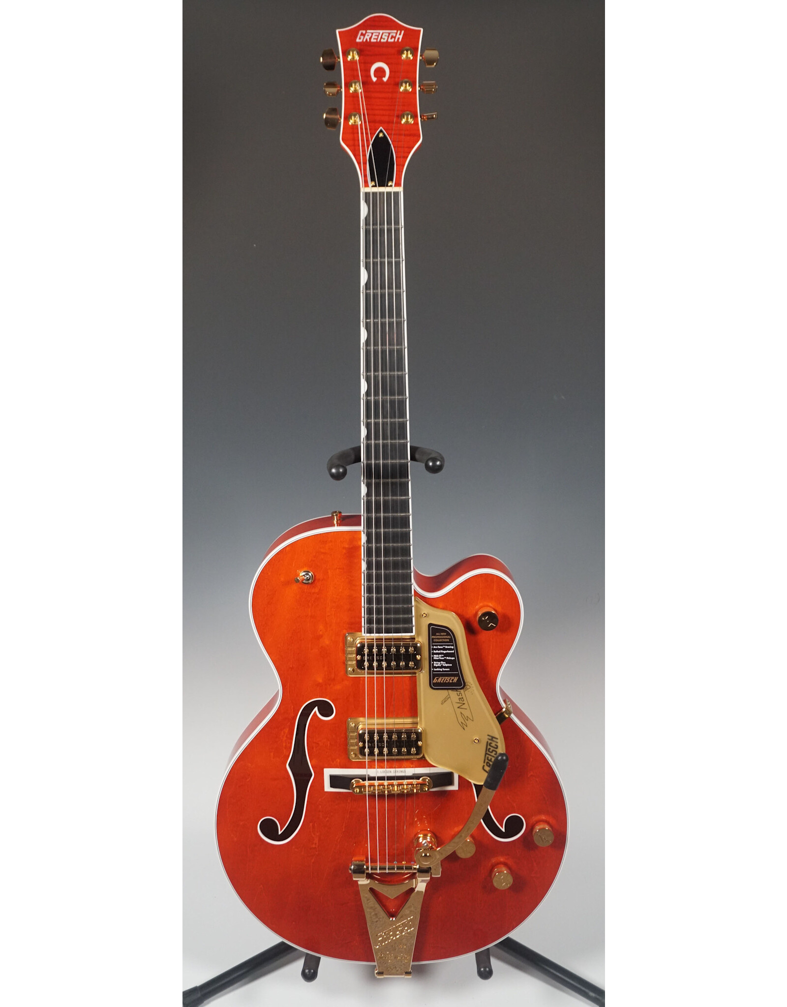 Gretsch Gretsch Professional Collection Nashville Hollow Body with String-Thru Bigsby and Gold Hardware, Ebony Fingerboard, Orange Stain w/ HSC