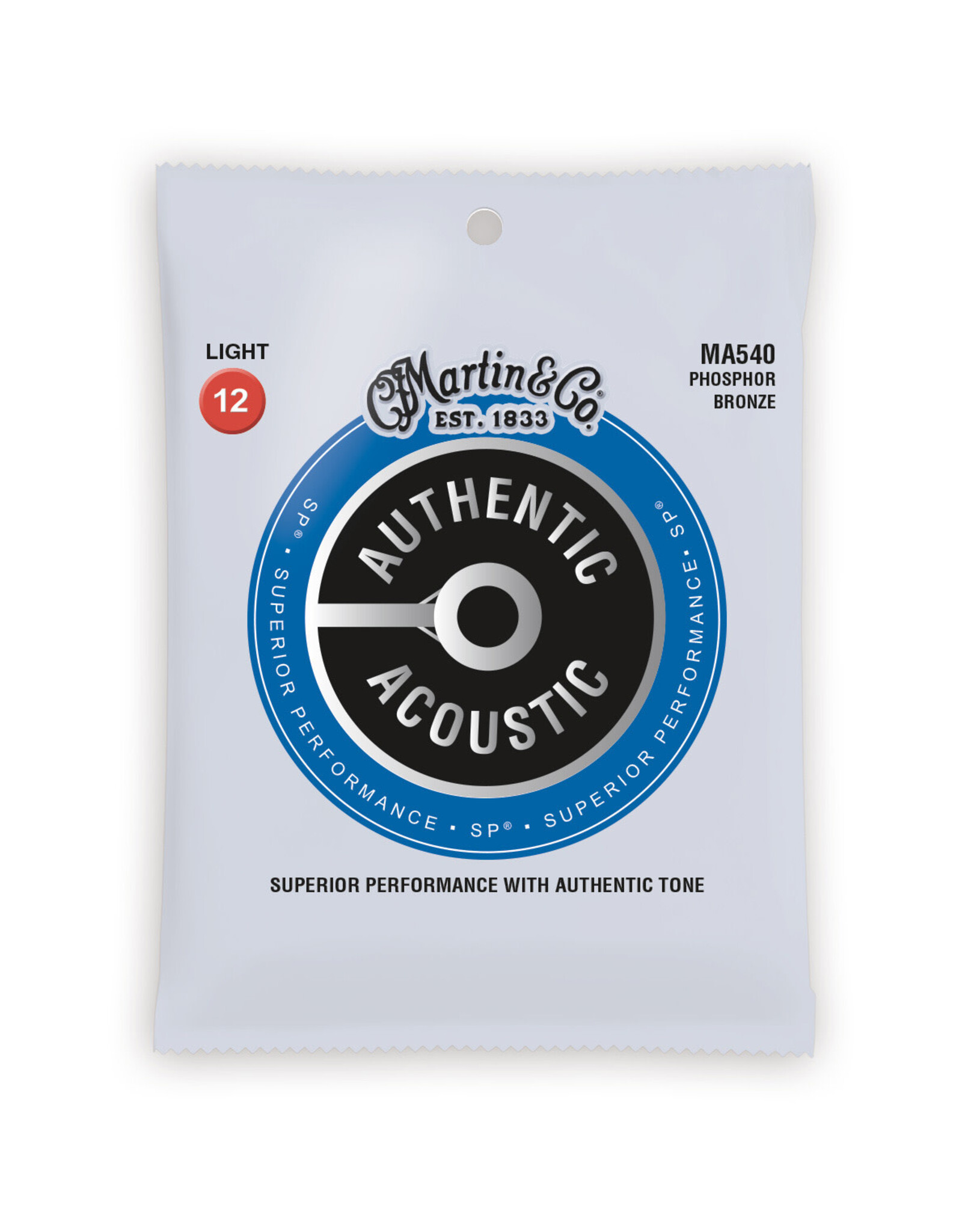 Martin MA540 Authentic Acoustic SP 92/8 Phosphor Bronze Light Guitar Strings. 12- 54