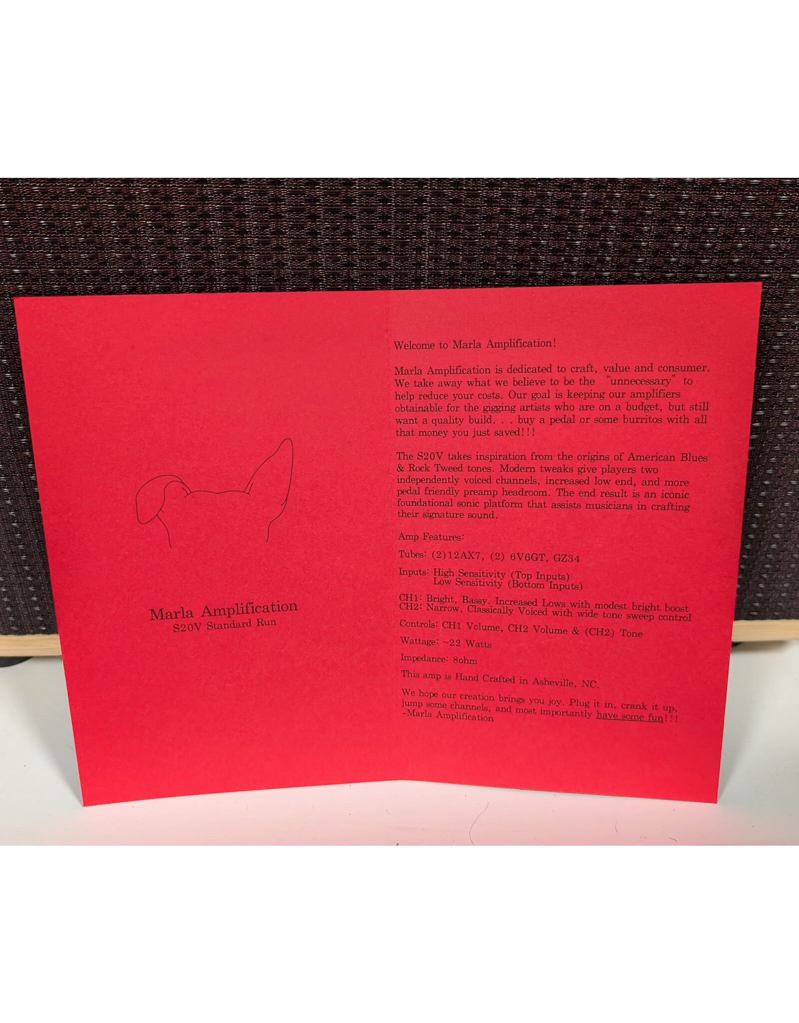 Marla Amps Marla Amps S20V Natural Oil Poly / Silver Grill / w/Mojotone BV60 Neo 12" Speaker