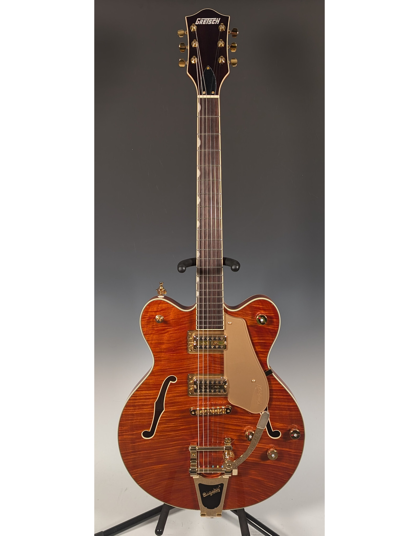 Gretsch Gretsch Electromatic LTD Flame Okoume Broadkaster Double-Cut with Bigsby, Rosewood Fingerboard, Roundup Orange