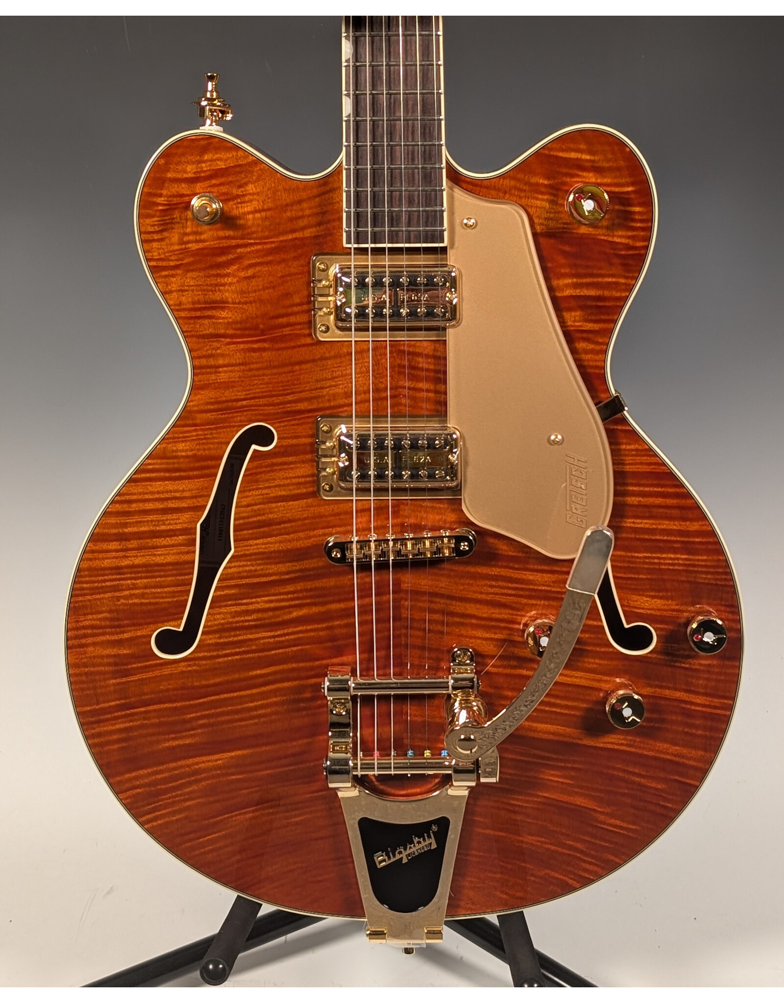Gretsch Gretsch Electromatic LTD Flame Okoume Broadkaster Double-Cut with Bigsby, Rosewood Fingerboard, Roundup Orange