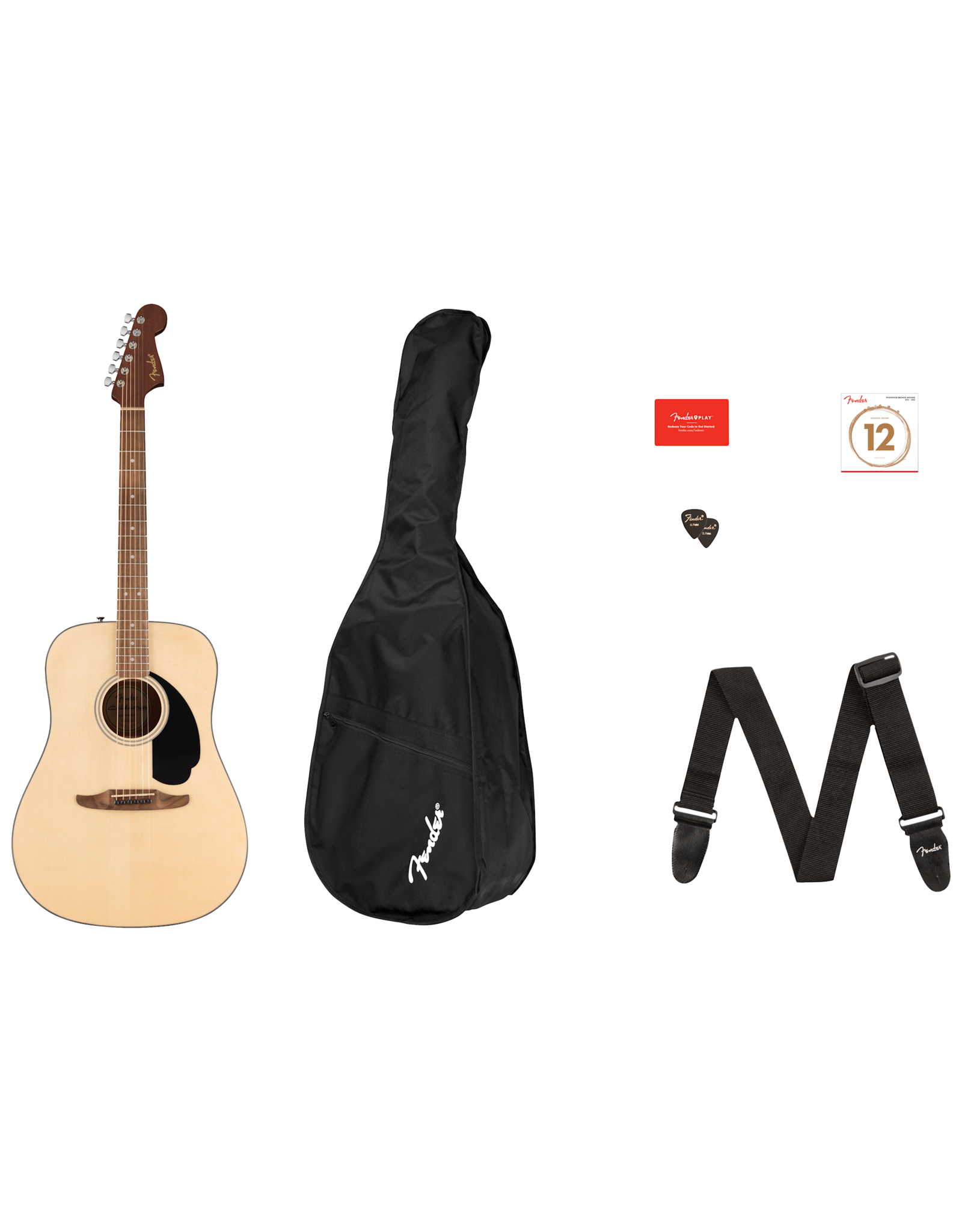 Fender Fender California Standard Redondo Starter Pack, Spruce Top, Black Pickguard, Natural