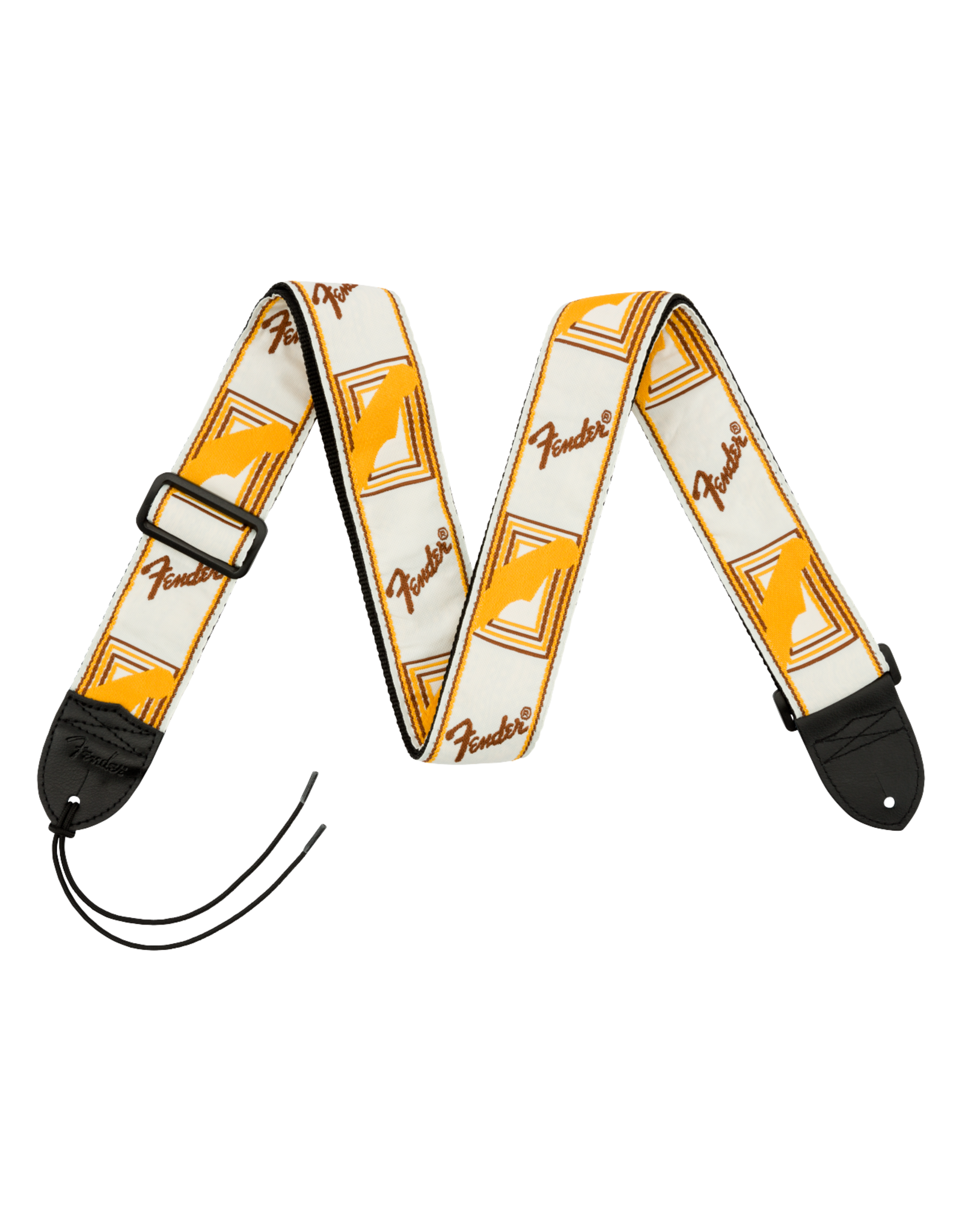 Fender Fender Monogrammed Strap, White/Brown/Yellow, 2"