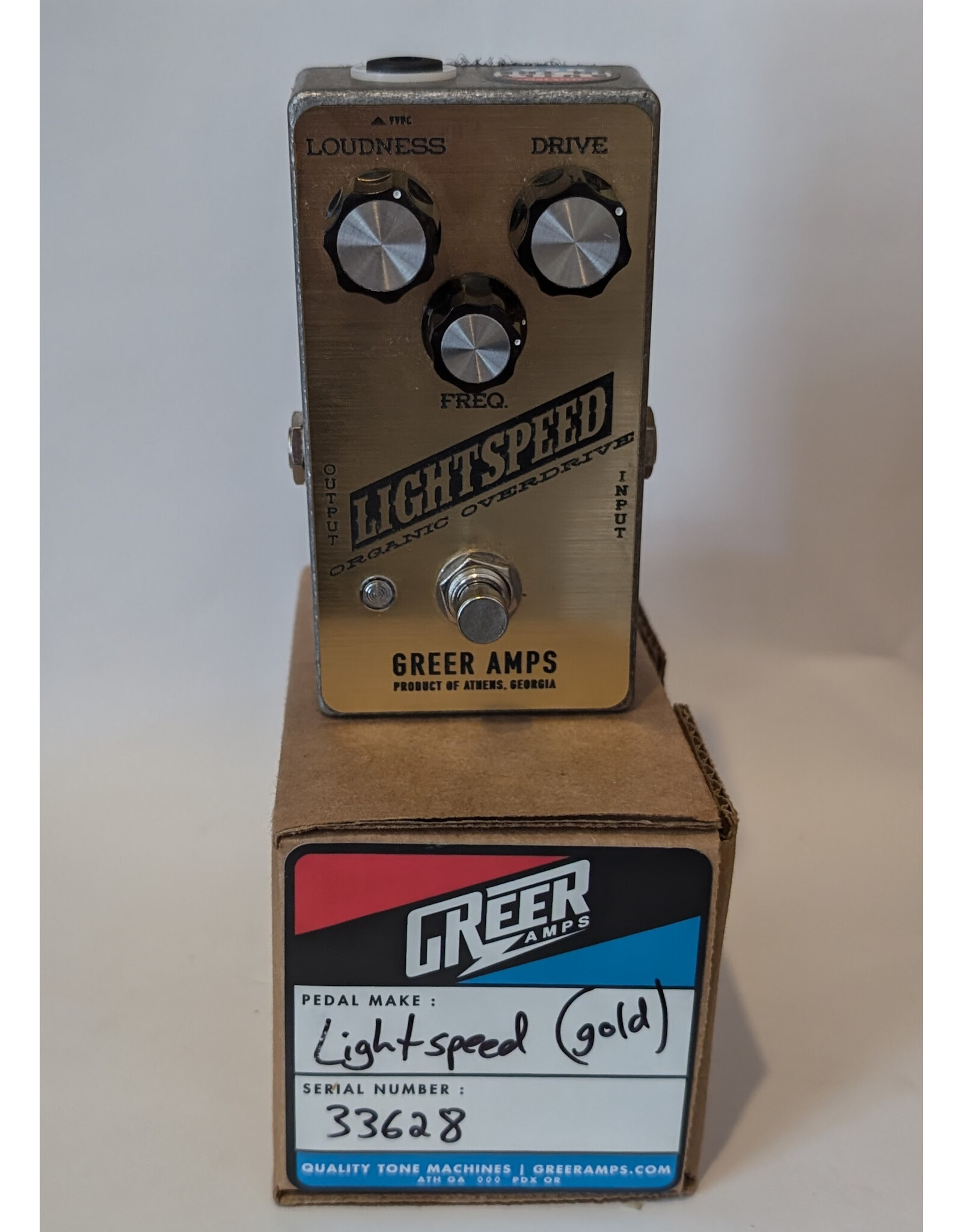 Greer Amplification Greer Lightspeed Organic Overdrive, Brushed Gold and Black w/ Box, Used