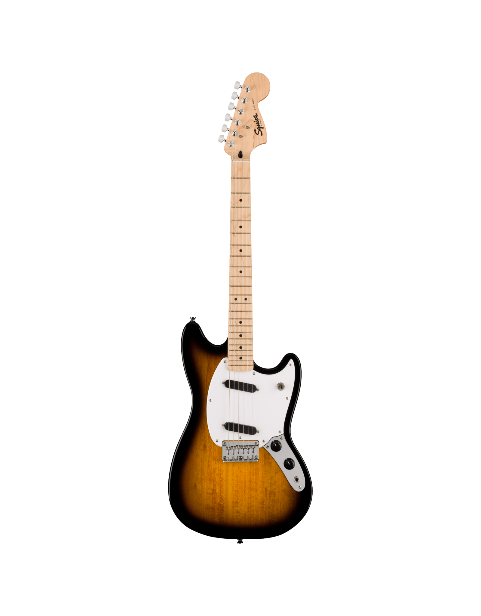 Squier Squier Sonic® Mustang®, Maple Fingerboard, White Pickguard, 2-Color Sunburst