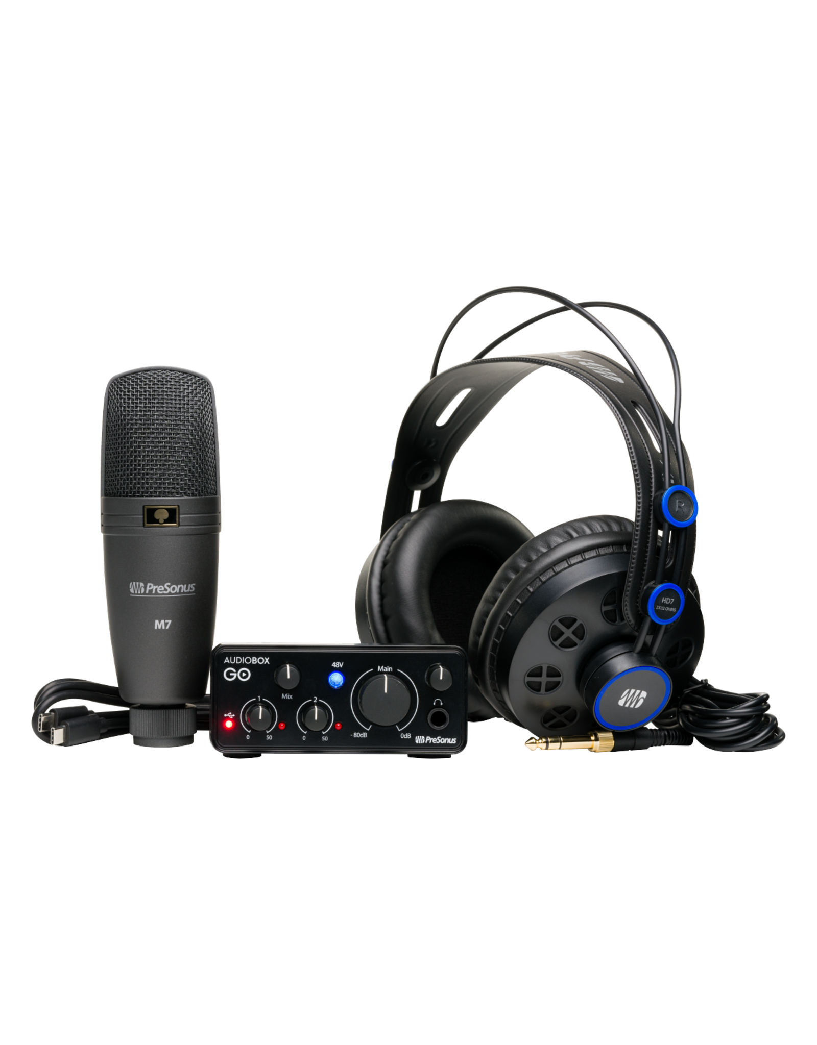 Presonus Presonus AudioBox GO Creator Bundle with USB-C Interface, M7 Mic and HD7 Headphones, Black
