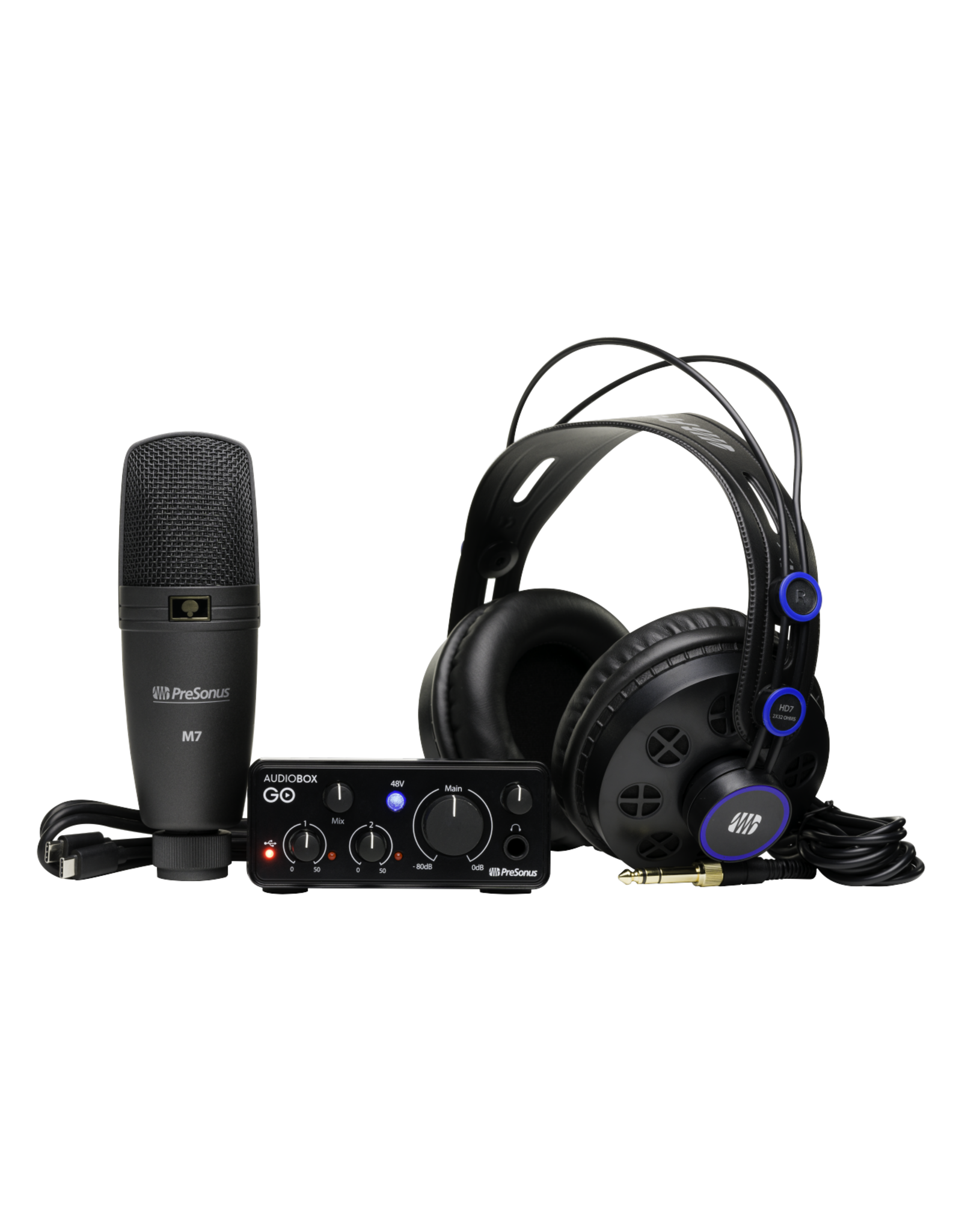 Presonus Presonus AudioBox GO Creator Bundle with USB-C Interface, M7 Mic and HD7 Headphones, Black