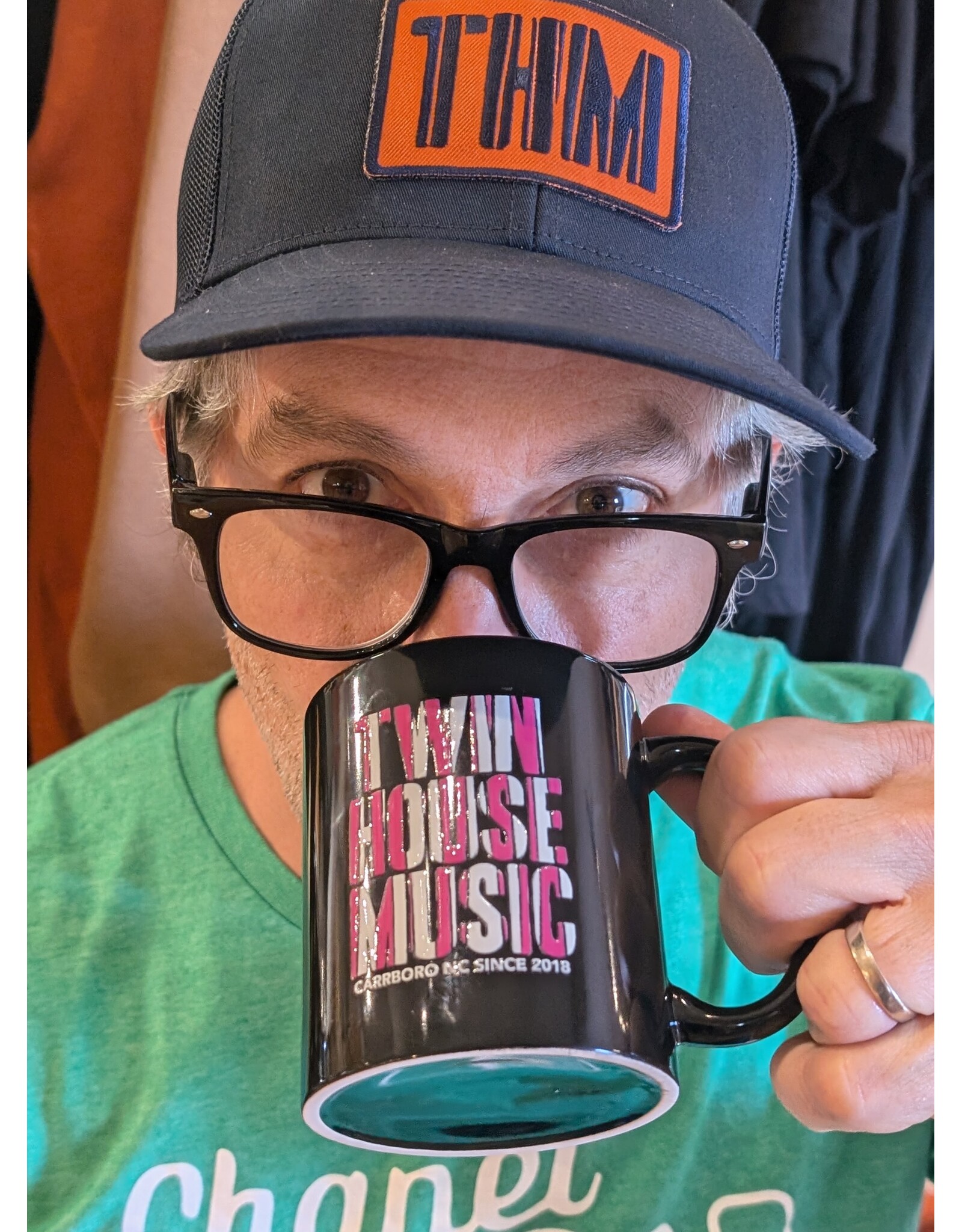 Twin House Music Twin House Music Coffee Mug, 11 oz, Raised Print, Black