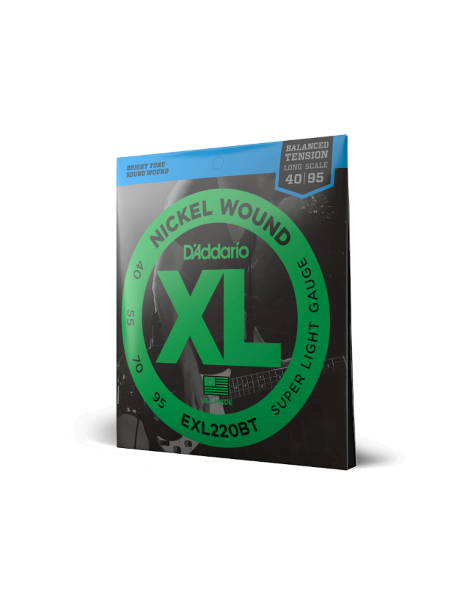 D'Addario D'Addario EXL220BT Nickel Wound Bass Guitar Strings, Balanced Tension Super Light, 40-95, Long Scale