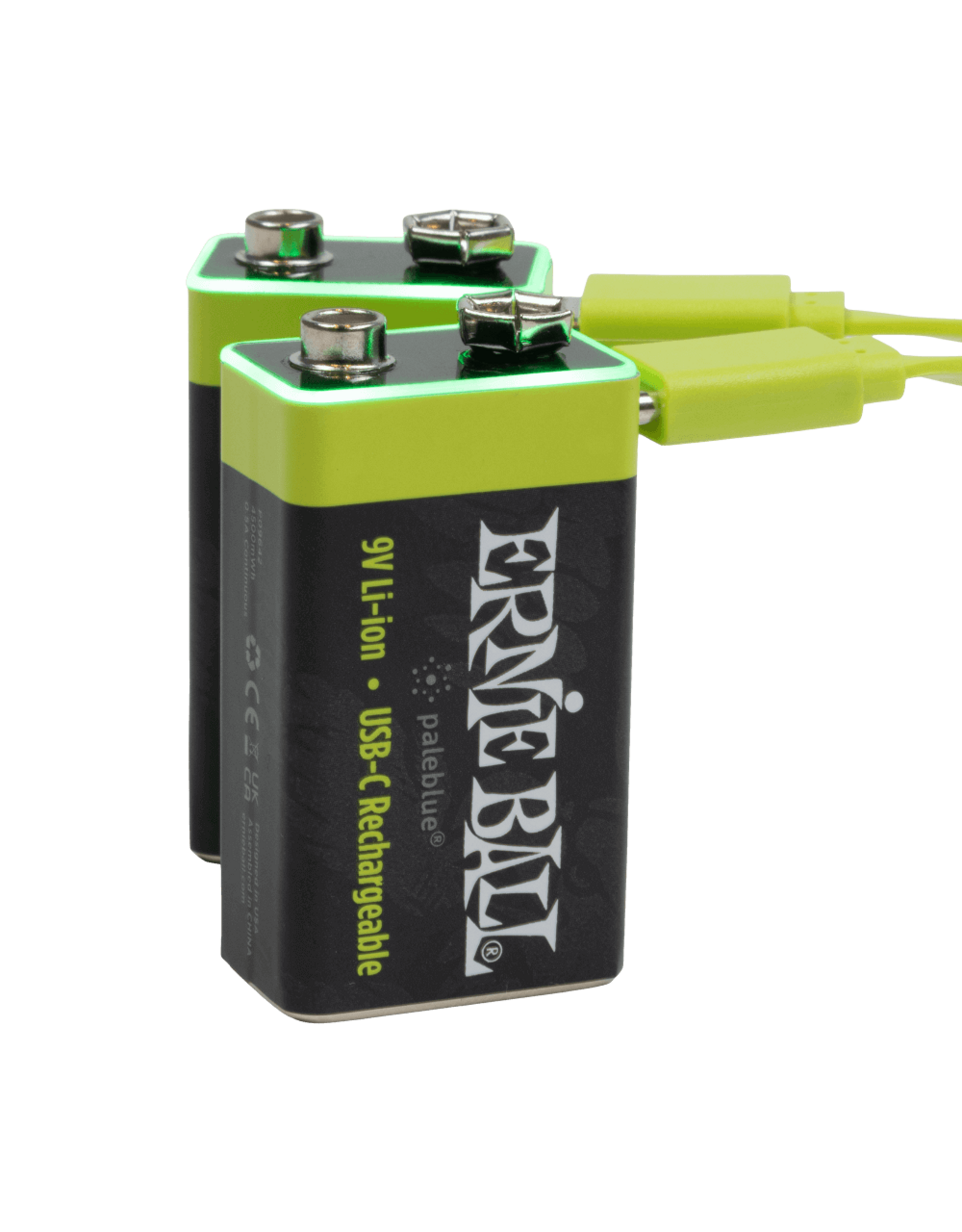 Ernie Ball Ernie Ball USB-C Rechargeable 9v Battery by Paleblue - 2-pack