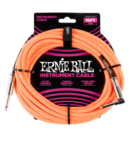 Ernie Ball Ernie Ball 10' Braided Straight / Angle Instrument Cable - Neon Orange