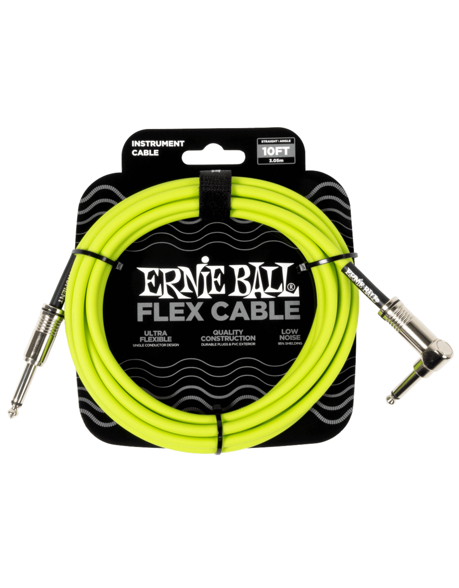 Ernie Ball Ernie Ball Flex Instrument Cable Straight/Angle 10ft - Green