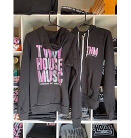 Twin House Music Twin House Music 2025 Logo Zip-up Hoodie, Black