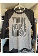 Twin House Music Twin House Music 2025 Logo Baseball T-shirt, Heather/Black