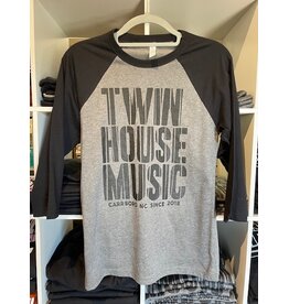 Twin House Music Twin House Music 2025 Logo Baseball T-shirt, Heather/Black