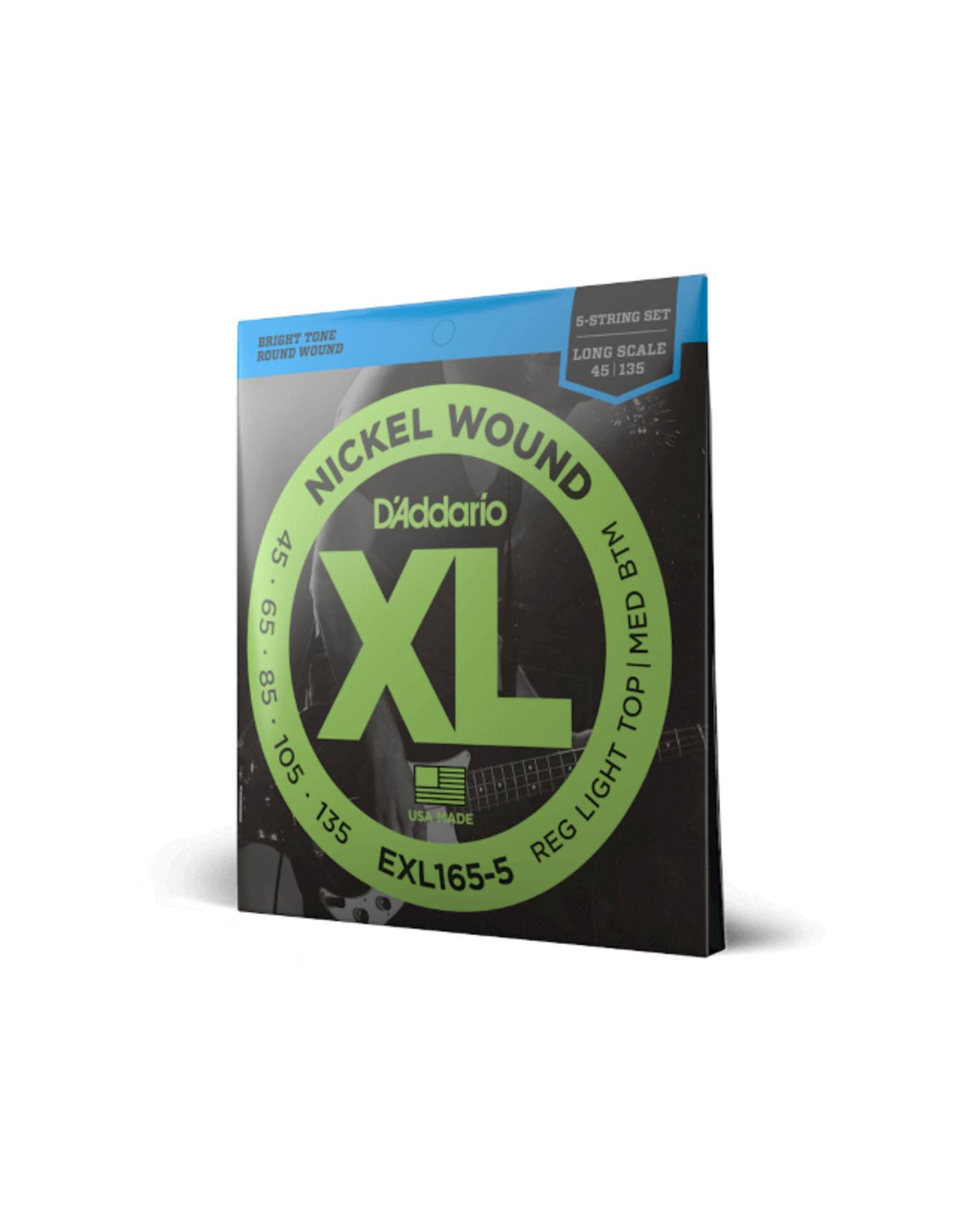 D'Addario D'Addario EXL165-5 Nickel Reg. Light Bottom, Medium Top 5 String Bass 45-135