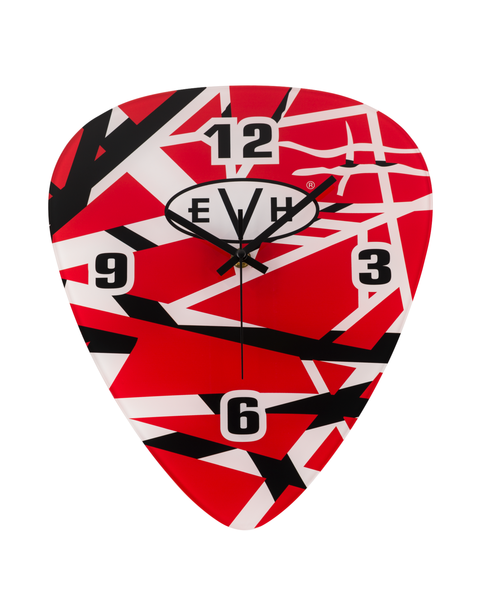 EVH Pick Shape Clock, Red/White/Black Stripes