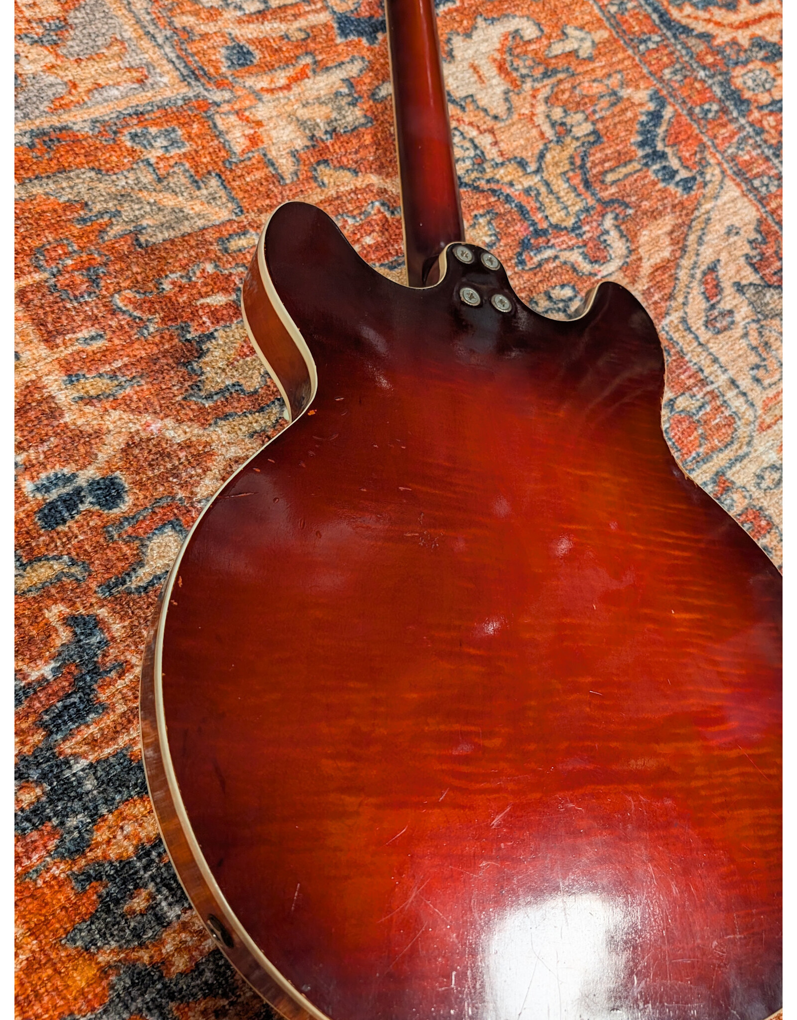 1960s Harmony 1485 "Space Dot," Red Burst w/ HSC, Used