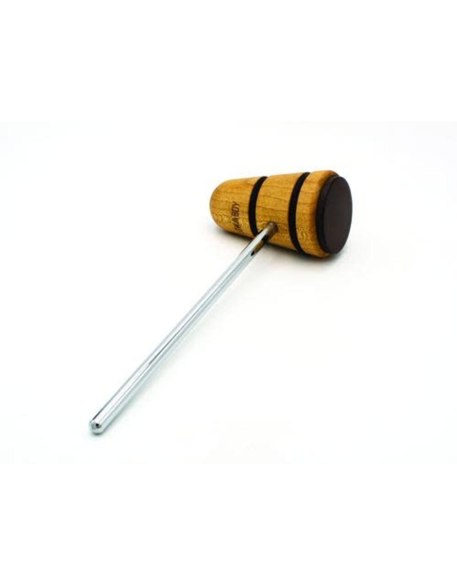 Low Boy Custom Beaters Low Boy Leather Daddy Bass Drum Beater, Natural with Black Stripes