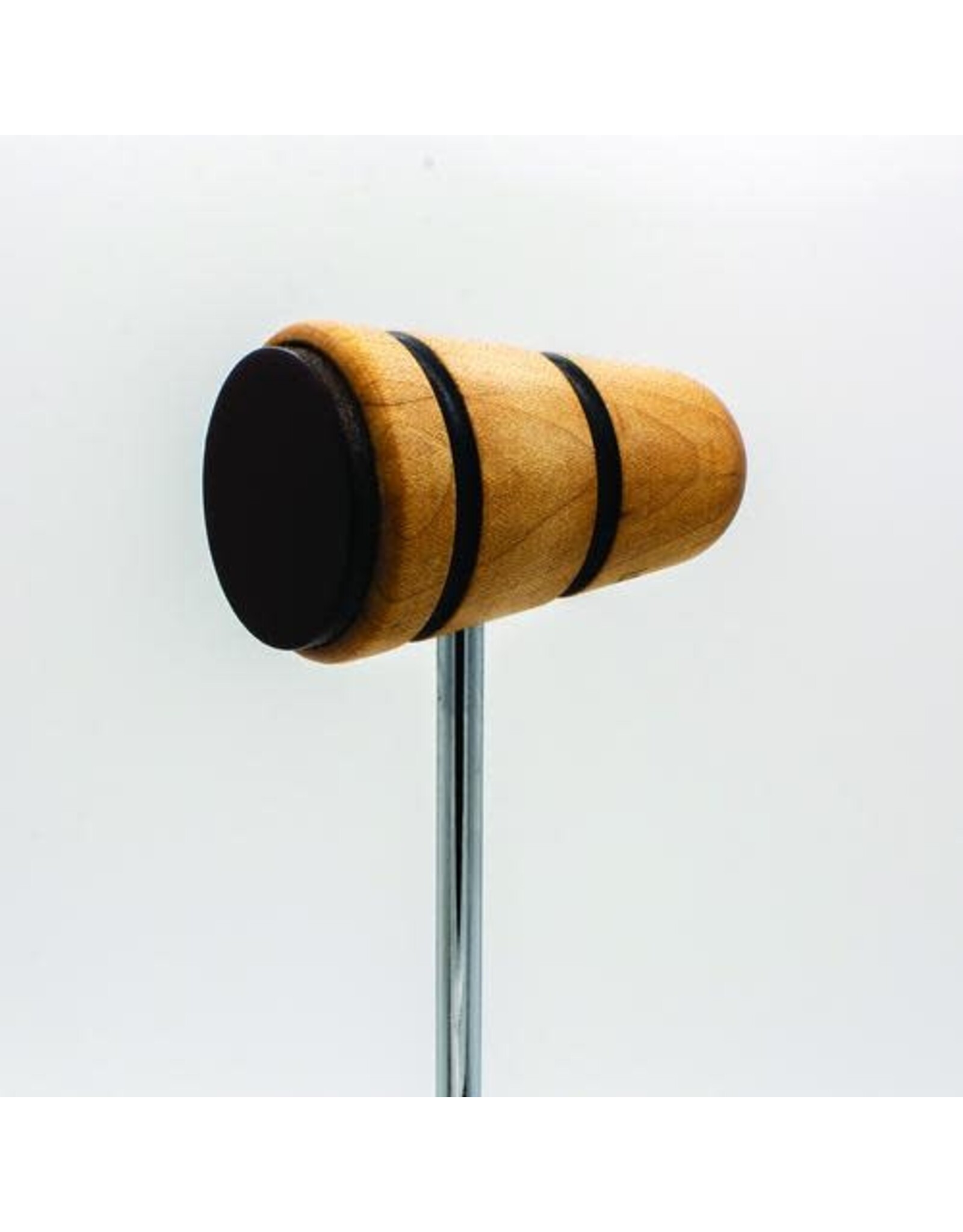 Low Boy Custom Beaters Low Boy Leather Daddy Bass Drum Beater, Natural with Black Stripes