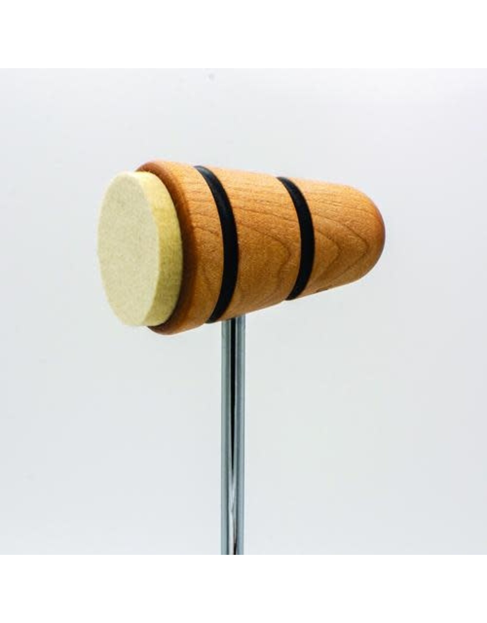 Low Boy Custom Beaters Low Boy Felt Daddy Bass Drum Beater, Natural with Black Stripes