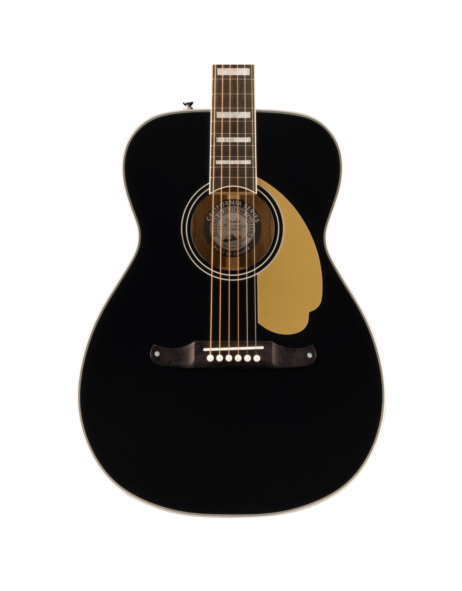 Fender Fender California Vintage Malibu w/Case, Gold Pickguard, Matching Headstock, Black