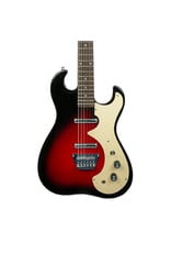 Silvertone 1449 Double Cut Electric Guitar with Lipstick Pickups, Red Silver Flake
