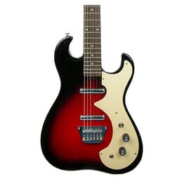 Silvertone 1449 Double Cut Electric Guitar with Lipstick Pickups, Red Silver Flake